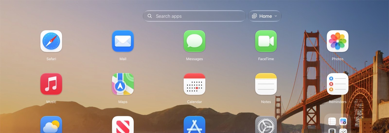Le lanceur ModusPad : une grille plein écran d’apps et de dossiers sur le fond d’écran